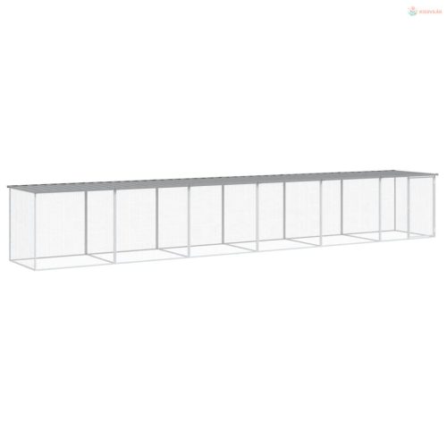 Világosszürke horganyzott acél tyúkketrec tetővel 603x98x90 cm