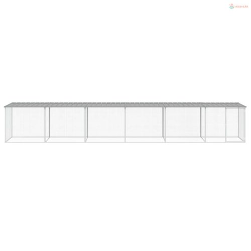 Világosszürke horganyzott acél tyúkketrec tetővel 603x98x90 cm