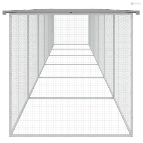 Világosszürke horganyzott acél tyúkketrec tetővel 603x98x90 cm