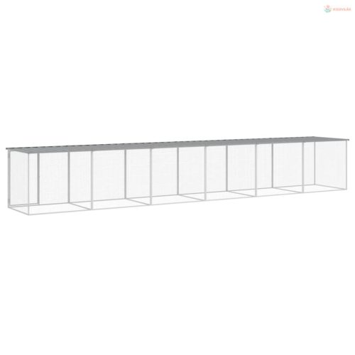 Világosszürke horganyzott acél tyúkketrec tetővel 603x98x90 cm