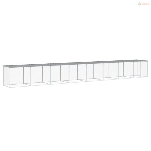 Világosszürke horganyzott acél tyúkketrec tetővel 803x98x90 cm