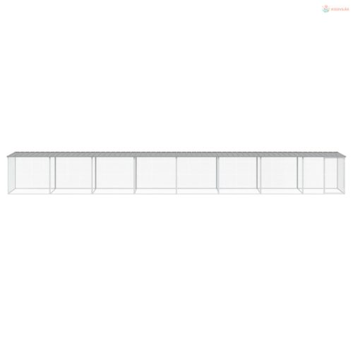 Világosszürke horganyzott acél tyúkketrec tetővel 803x98x90 cm