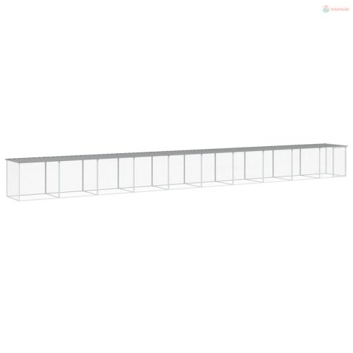 Világosszürke horganyzott acél tyúkketrec tetővel 1003x98x90 cm