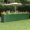 Zöld porszórt acél kerti magaságyás 332x40x68 cm