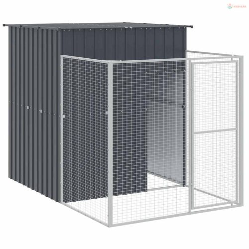 Antracitszürke horganyzott acél kutyakennel 165 x 455 x 181 cm