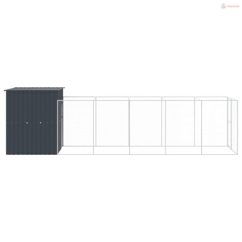 Antracitszürke horganyzott acél kutyakennel 165x659x181 cm
