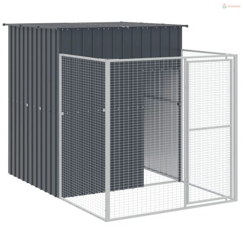 Antracitszürke horganyzott acél kutyakennel 165x659x181 cm