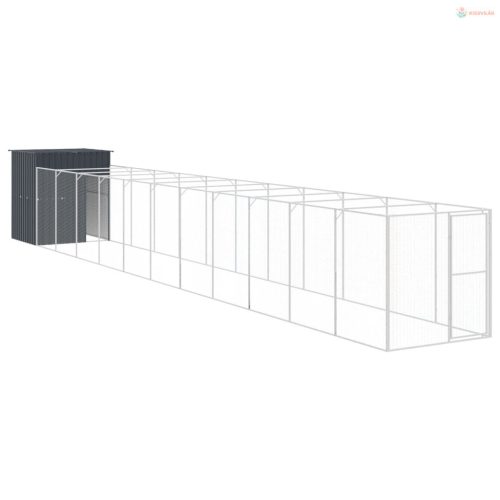 Antracitszürke horganyzott acél kutyakennel 165x1271x181 cm