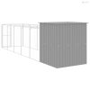 Világosszürke horganyzott acél kifutós kutyaház 165x659x181 cm