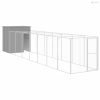 Világosszürke horganyzott acél kifutós kutyaház 165x863x181 cm