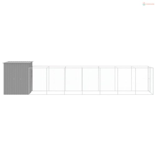 Világosszürke horganyzott acél kifutós kutyaház 165x863x181 cm