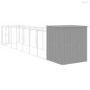 Világosszürke horganyzott acél kifutós kutyaház 165x863x181 cm