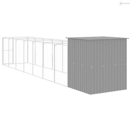 Világosszürke horganyzott acél kifutós kutyaház 165x863x181 cm