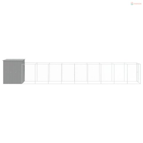 Világosszürke horganyzott acél kifutós kutyaház 165x1067x181 cm