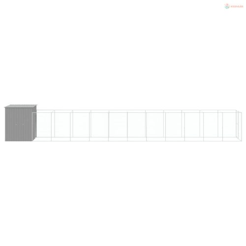 Világosszürke horganyzott acél kifutós kutyaház 165x1271x181 cm