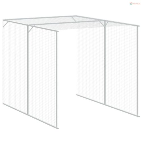 Világosszürke horganyzott acél kifutós tyúkketrec 165x455x181cm