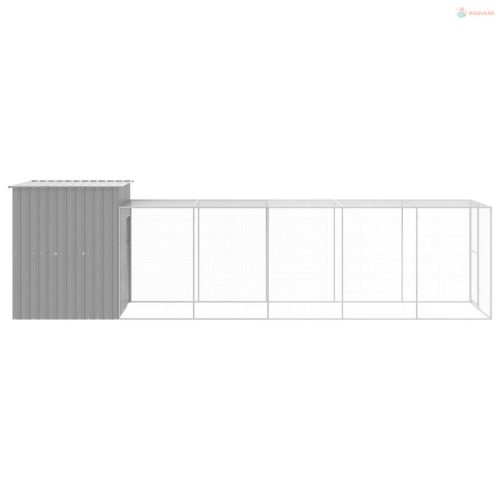 Világosszürke horganyzott acél kifutós tyúkketrec 165x659x181cm