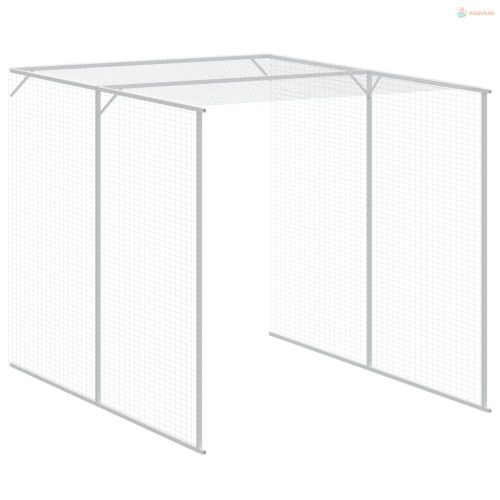 Világosszürke horganyzott acél kifutós tyúkketrec 165x659x181cm
