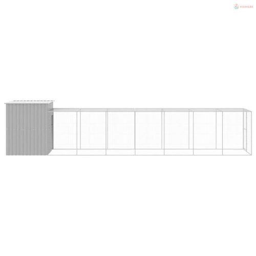 Világosszürke horganyzott acél kifutós tyúkketrec 165x863x181cm