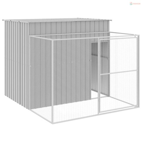Világosszürke horganyzott acél tetős kutyakennel 214x253x181 cm