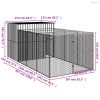 Világosszürke horganyzott acél kifutós kutyaház 214x457x181 cm