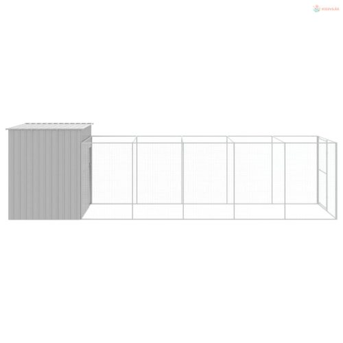 Világosszürke horganyzott acél tetős kutyakennel 214x661x181 cm