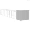 Világosszürke horganyzott acél kifutós kutyaház 214x1069x181 cm