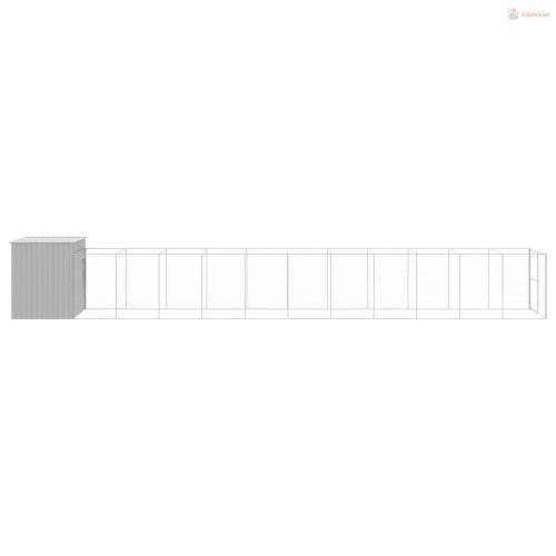 Világosszürke horganyzott acél tetős kutyakennel 214x1273x181cm