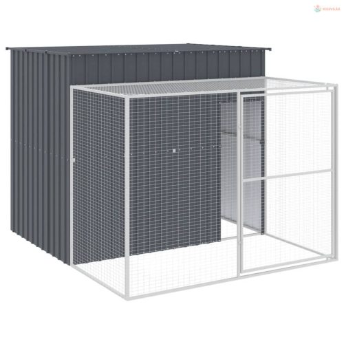 Antracitszürke horganyzott acél kutyakennel 214x253x181 cm