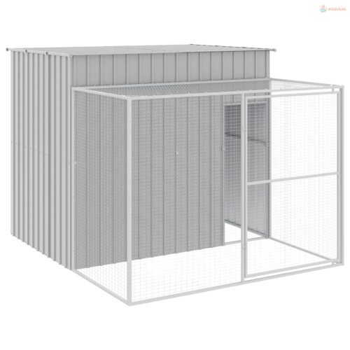 Világosszürke horganyzott acél tetős kutyakennel 214x253x181 cm