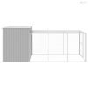 Világosszürke horganyzott acél kifutós kutyaház 214x457x181 cm