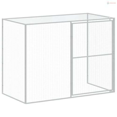 Világosszürke horganyzott acél kifutós kutyaház 214x457x181 cm