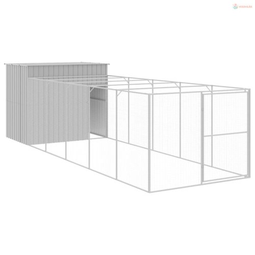 Világosszürke horganyzott acél tetős kutyakennel 214x661x181 cm