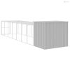 Világosszürke horganyzott acél kifutós kutyaház 214x865x181 cm