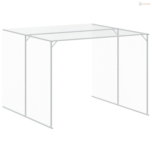 Világosszürke horganyzott acél kifutós kutyaház 214x865x181 cm