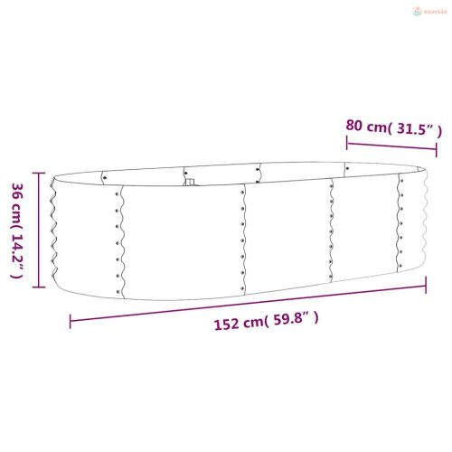 Antracitszürke horganyzott acél kerti magaságyás 152x80x36 cm