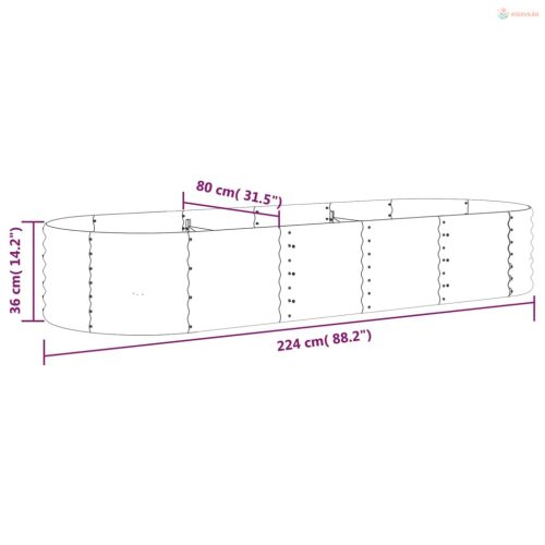Zöld horganyzott acél kerti magaságyás 224x80x36 cm