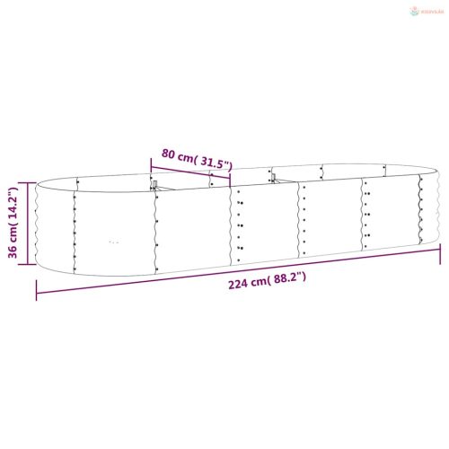Antracitszürke horganyzott acél kerti magaságyás 224x80x36 cm