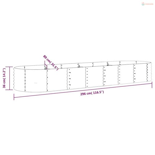 Antracitszürke horganyzott acél kerti magaságyás 296x80x36 cm