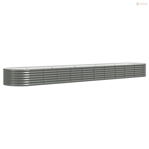 Szürke horganyzott acél kerti magaságyás 440x80x36 cm