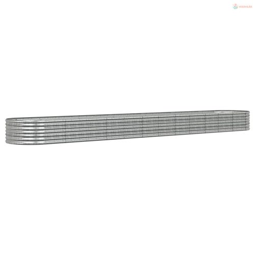 Ezüstszínű horganyzott acél kerti magaságyás 512x80x36 cm