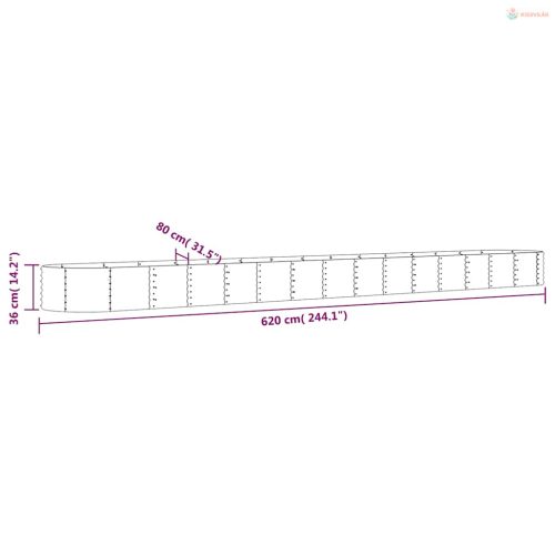 Antracitszürke horganyzott acél kerti magaságyás 620x80x36 cm