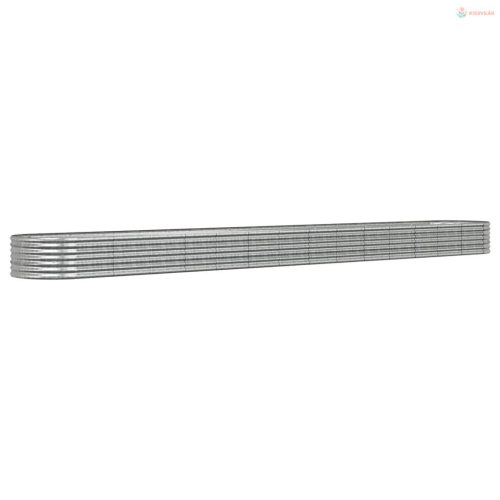 Ezüstszínű horganyzott acél kerti magaságyás 620x80x36 cm