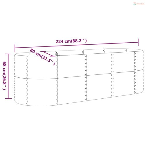 Barna horganyzott acél kerti magaságyás 224x80x68 cm