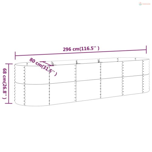 Szürke horganyzott acél kerti magaságyás 296x80x68 cm