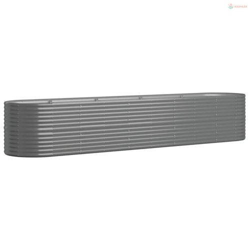 Szürke horganyzott acél kerti magaságyás 368x80x68 cm