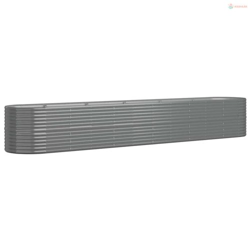 Szürke horganyzott acél kerti magaságyás 440x80x68 cm