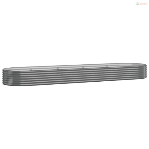 Szürke horganyzott acél kerti magaságyás 396x100x36 cm