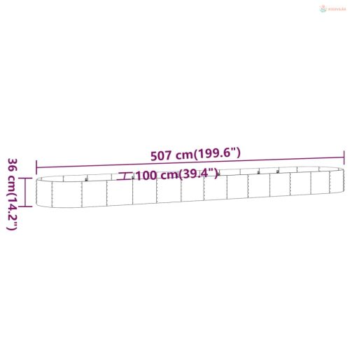 Zöld horganyzott acél kerti magaságyás 507x100x36 cm
