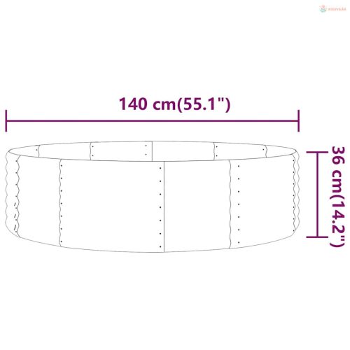 Szürke horganyzott acél kerti magaságyás 140x140x36 cm